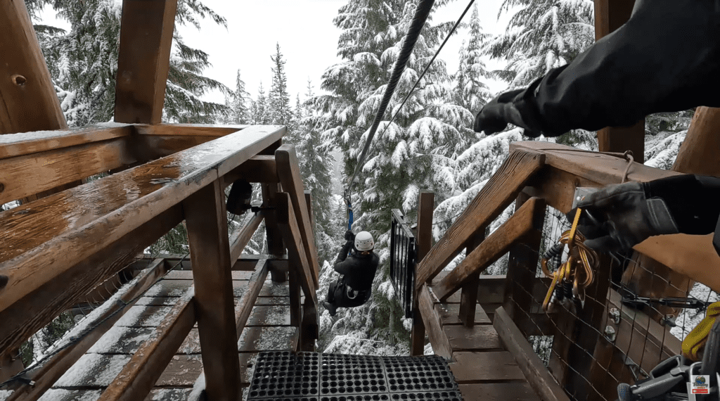 Ziplining Over Snow-Covered whistler