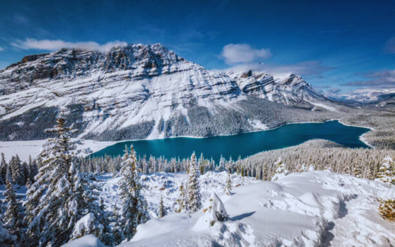 Frozen lakes and ice formations